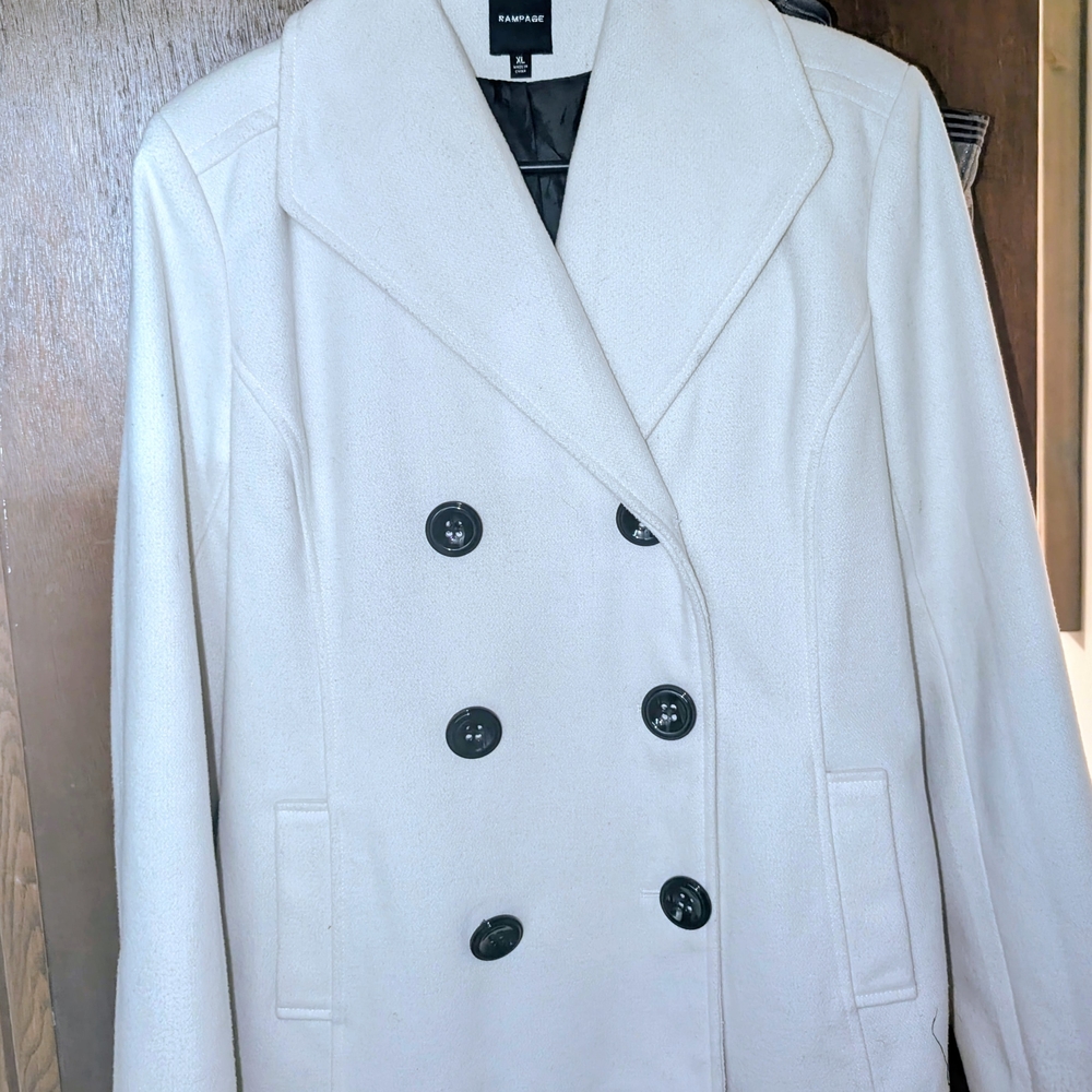 Rampage Cream Double-Breasted Pea Coat